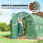 Serre tunnel de jardin 6m², serre de jardin tunnel 200x300x200cm porte et 6 fenêtres, bâche PE 140 g/m² vert