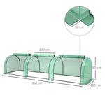 Mini Serre de Jardin Serre à tomates 3,5L x 1l x 0,8H m Acier PE Haute densité 140 g/m² Anti-UV 3 fenêtres vert