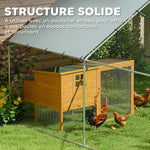 Poulailler, grand poulailler en métal avec couverture imperméable et anti-UV, cage pour 10-15 poules, 3 x 3,4 x 1,9m