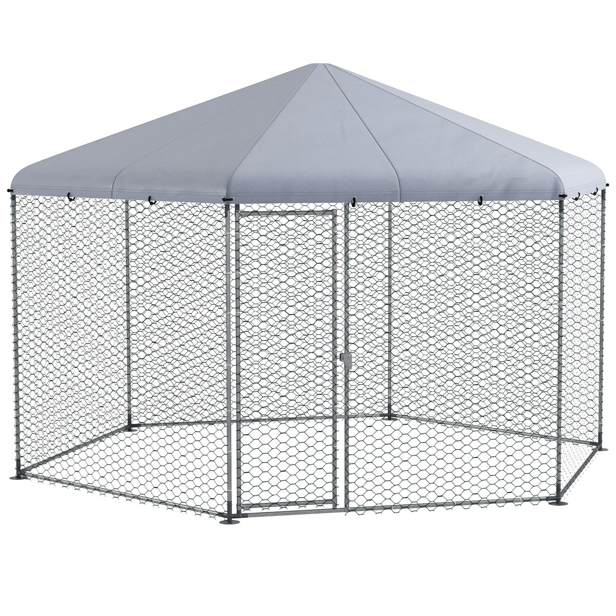 Buitenren voor kippen 10 m², gaasren 400 x 346 x 263 cm - overdekte ruimte - 10-15 kippen