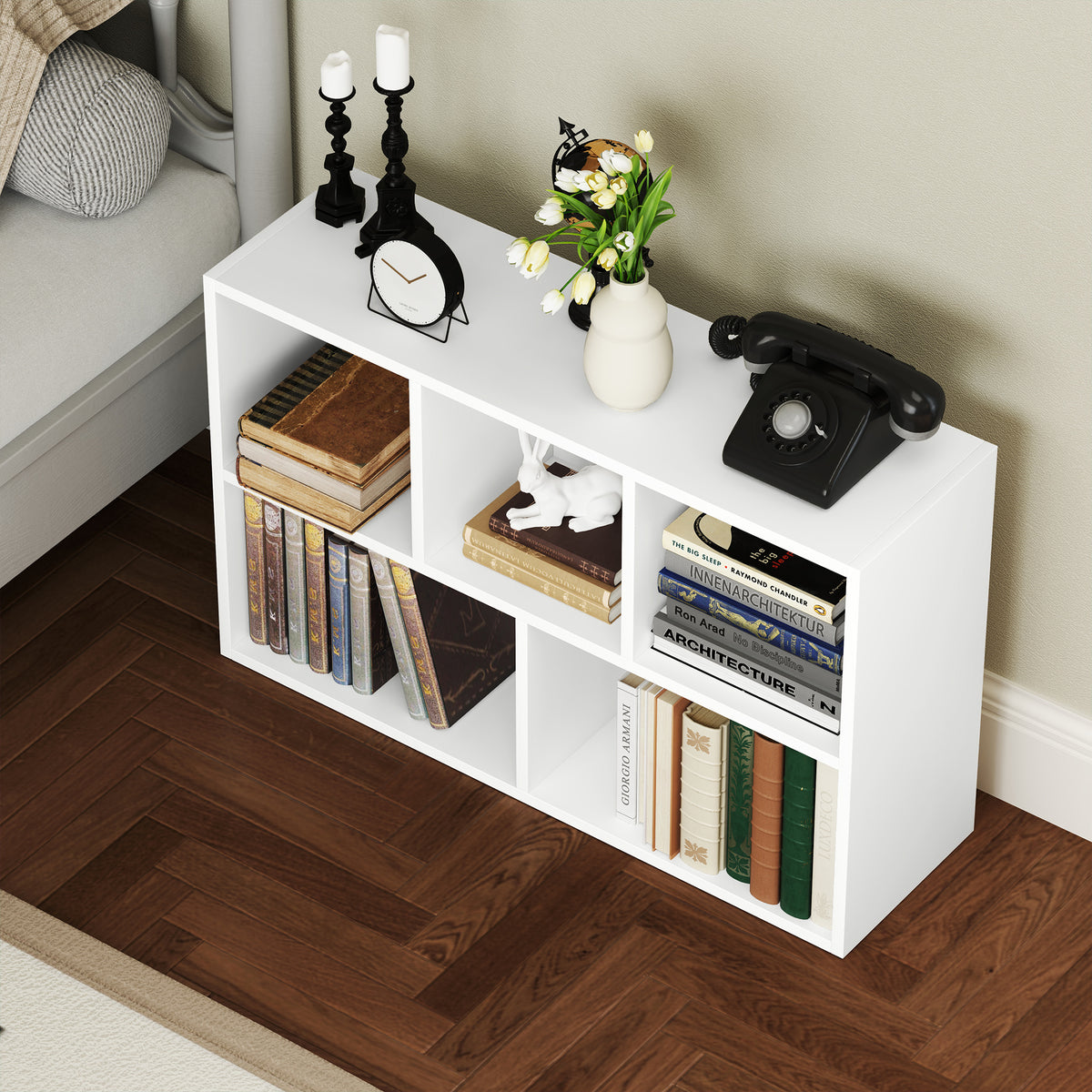 5-tier storage bookshelf, for living room, bedroom, office, 50x24x80cm, white