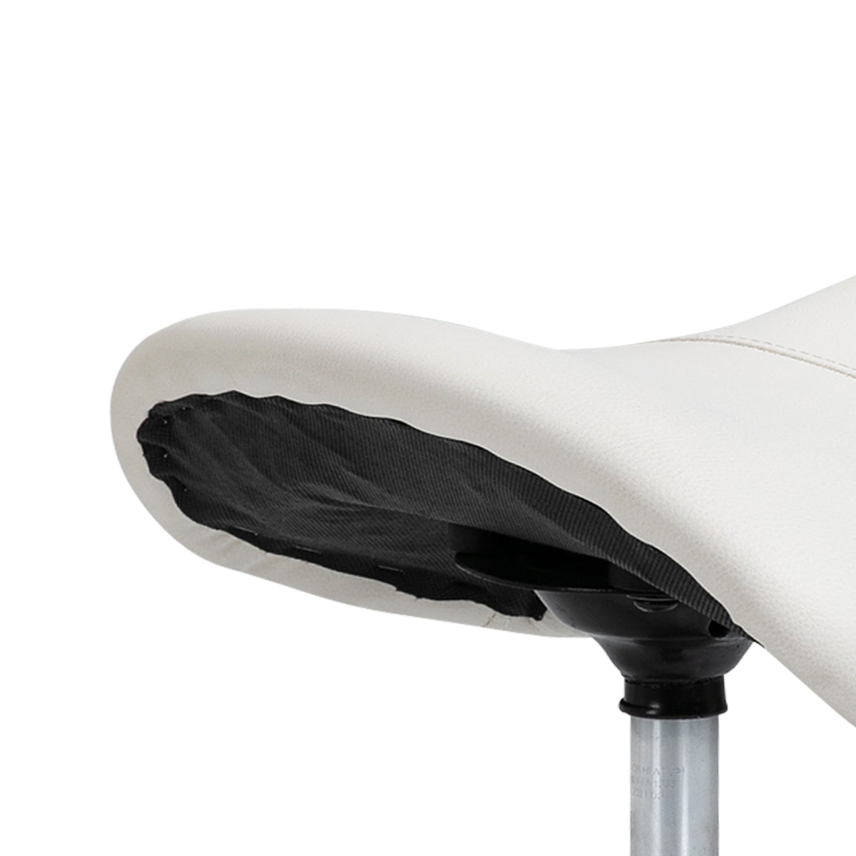 Tabouret à roulettes, tabouret de massage avec hauteur réglable 49-61 cm et selle ergonomique, chaise de travail à roulettes pivotant 360°, pour salon de massage tatouage clinique spa, blanc