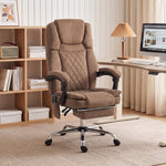 Vibrating and Heated Massage Office Chair, Ergonomic Printed Velvet Desk Chair, Reclining Backrest, Brown