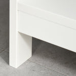 Table de console table d'entrée style table de drapier néo-rétro 2 tiroirs 2 étagères dim. 100L x 30,5l x 80H cm en bois blanc