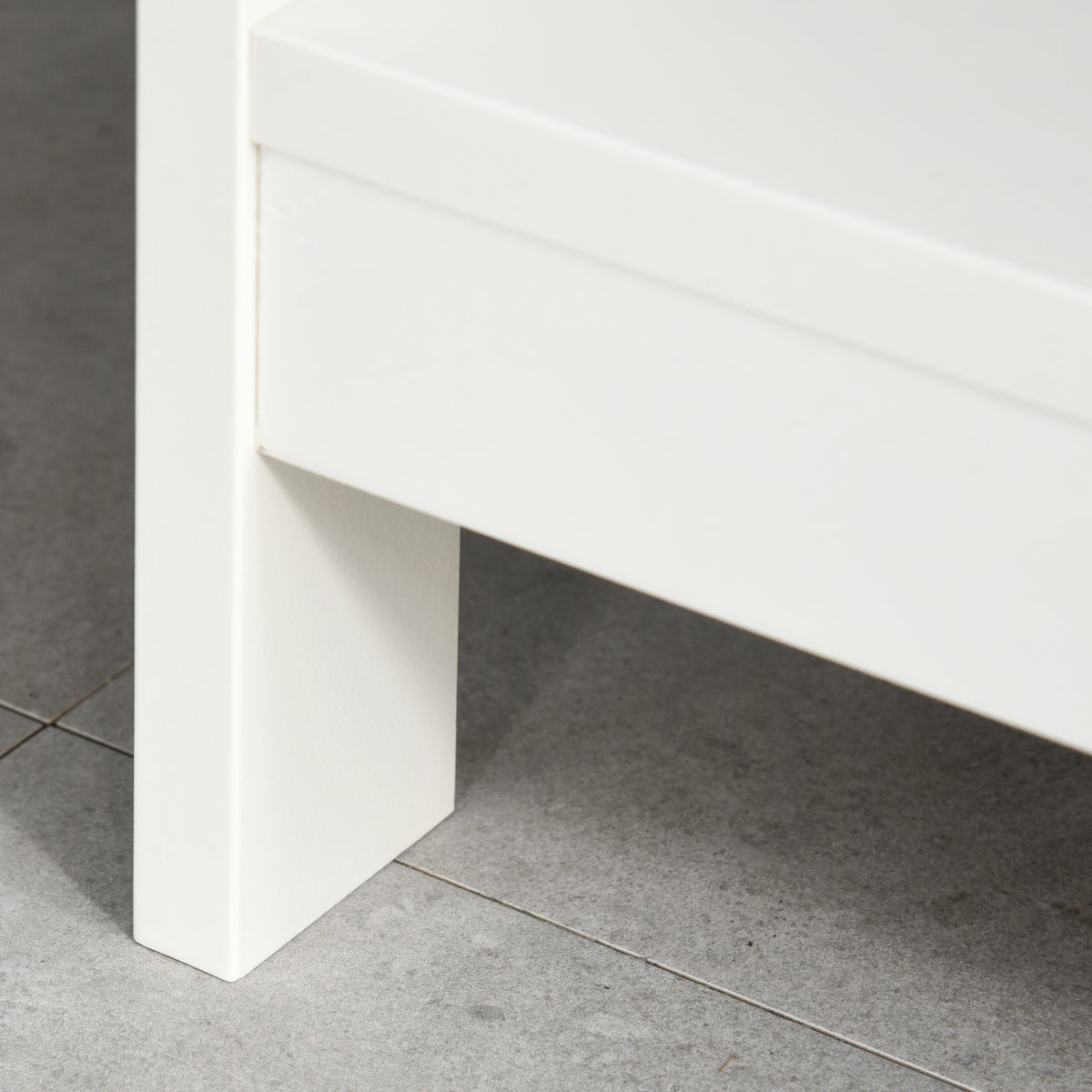 Table de console table d'entrée style table de drapier néo-rétro 2 tiroirs 2 étagères dim. 100L x 30,5l x 80H cm en bois blanc