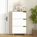 Meuble à chaussures 3 abattants avec étagère réglable, 72L x 24P x 119H cm, naturel et blanc