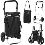 Chariot de courses pliable 40 L caddie de courses portable à roulettes avec poignée télescopique, 45,5x35,5x97cm, noir