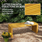 Banc de Jardin en Bois d'Acacia sans Dossier 2 Places, Assise à Lattes Effet Bois, 110x30x45cm, Bois naturel