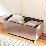 Panca contenitore fondo letto pieghevole volume 67 L capacità di carico 120 kg con coperchio 76L x 38P x 38A cm rosa