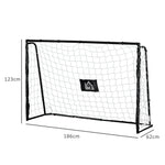 But de football cage de foot châssis métal filet PE piquets & outil inclus dim. 186L x 62l x 123H cm noir blanc