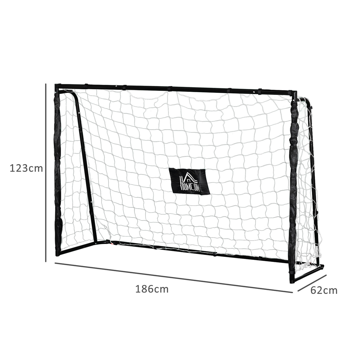 But de football cage de foot châssis métal filet PE piquets & outil inclus dim. 186L x 62l x 123H cm noir blanc