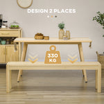 Panca da cucina in legno massello 3 posti, panca da sala da pranzo, portata 330 kg, 150 x 33 x 45 cm, legno naturale