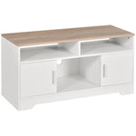 Meuble TV banc TV en bois grand espace de rangement avec 2 compartiments ouverts 2 armoires à porte une armoire ouverte 105 x 40 x 52 cm blanc