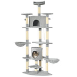 Arbre à chat XXL arbre à grimper pour chat multi-équipements griffoirs 6 plate-formes 2 niches hauteur 200 cm gris