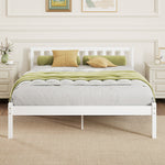 Estructura de cama de madera maciza 140x190 cm cama individual con cabecero y somier de láminas resistente para niños y adultos