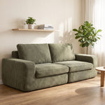 Canapé 3 Places en Velours Côtelé, Canapé de Salon Compressé Moderne 236 cm avec Coussin à Ressorts, Vert-1