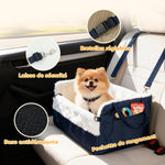Siège auto pour chien avec ceinture de sécurité et fixation, siège de voiture pour chiens 55 x 46 x 32 cm bleu marine