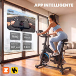 Cyclette da Spinning Connessa con App Zwift e Kinomap Magnetica Silenziosa Schermo LCD 98 x 57 x 120 cm Nero
