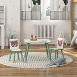 Table et 2 chaises pour enfants 3-8 ans ensemble 3 pièces motif animaux pour chambre à coucher salle de jeux vert