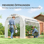 Serre de jardin 6 m² dim. 3 x 2 m avec 1 porte + 2 parois latérales zippées enroulables, 6 fenêtres, Blanc