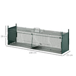 Piège Vivant Cage Attrape 100 x 25 x 28 cm Piège Fouine pour Martres, Rats, Souris - 2 entrées + poignée - métal vert