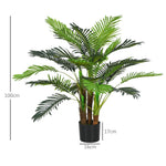 Künstliche Palme H. 1 m Kunstbaum Stamm Äste Flechten Blätter sehr realistisch Topf inklusive