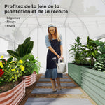Serre de jardin tunnel serre tunnel 6 m² avec 6 fenêtres porte enroulable toile PE structure en acier galvanisé blanc