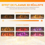 Cheminée électrique 1000W/2000W, fausse cheminée effet flamme 3D à 6 couleurs et 3 luminosités, 68,5x27,5x63cm, marron-3