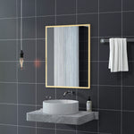 Miroir mural rectangulaire 90 x 70 cm, cadre en bois, idéal pour la salle de bain, salon ou chambre, naturel