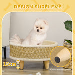 Panier rond chien sur pieds style cosy chic grand confort coussin moelleux intégré Ø 48 x 24,5H cm beige