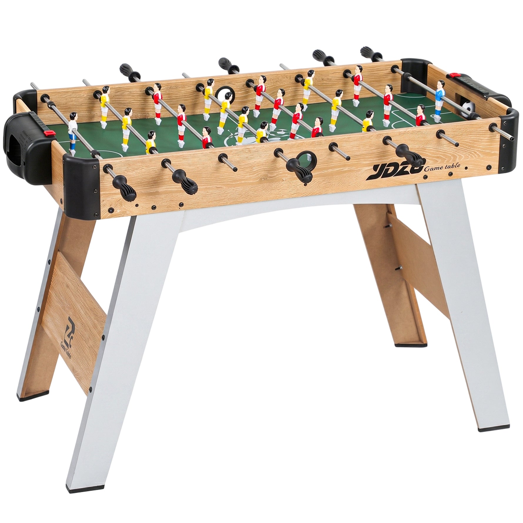 Baby-foot pour Enfants et Adultes, 22 Joueurs, 2 Ballons, 2 Compteurs de Points Manuels, 109 x 77 x 72 cm, Chêne Jaune
