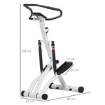 Stepper avec guidon 12 niveaux de résistance réglables, écran LCD, 2 roues et pédales antidérapantes, blanc et noir