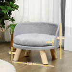 Canapé lit panier pour chien design scandinave coussin moelleux amovible pieds en bois Ø 40,5 x 33H cm gris