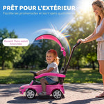 Porteur Enfants 3 en 1 Mercedes-Benz sous Licence, Garde-Corps, Espace de Rangement, Klaxon, 83x40x90cm, Rose