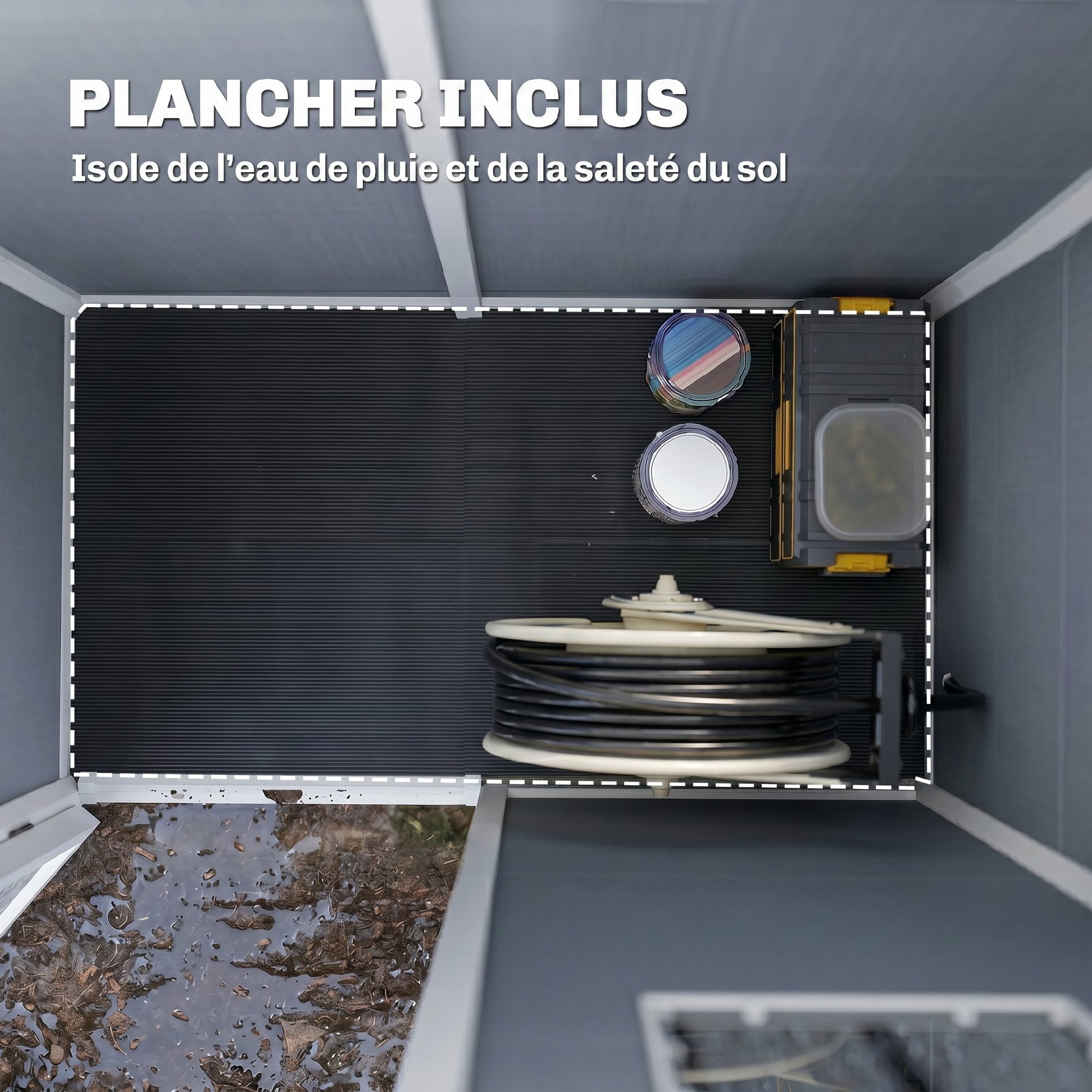 Abri de jardin 1,14 m² pour outils - porte verrouillable, aération et fenêtre - dim. 151L x 92l x 193H cm  - plastique, gris