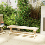 Banc de Jardin en Bois massif, Banquette de Jardin avec Assise à Lattes Effet Bois, 140 x 40 x 43 cm, Bois Naturel