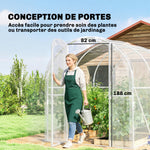 Serre de jardin tunnel 3 x 2 x 2 m 6 m² avec porte à charnières bâche en PE 150 g/m² pour Légumes Plantes Fleurs