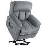 Fauteuil releveur électrique avec fonction massage et chaleur inclinaison réglable revêtement synthétique tissu gris