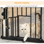Barrière de sécurité animaux de 104,1H cm avec porte fermeture automatique système de double verrouillage noir