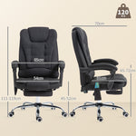 Fauteuil de bureau direction massant chauffant hauteur réglable dossier inclinable toile de lin noir