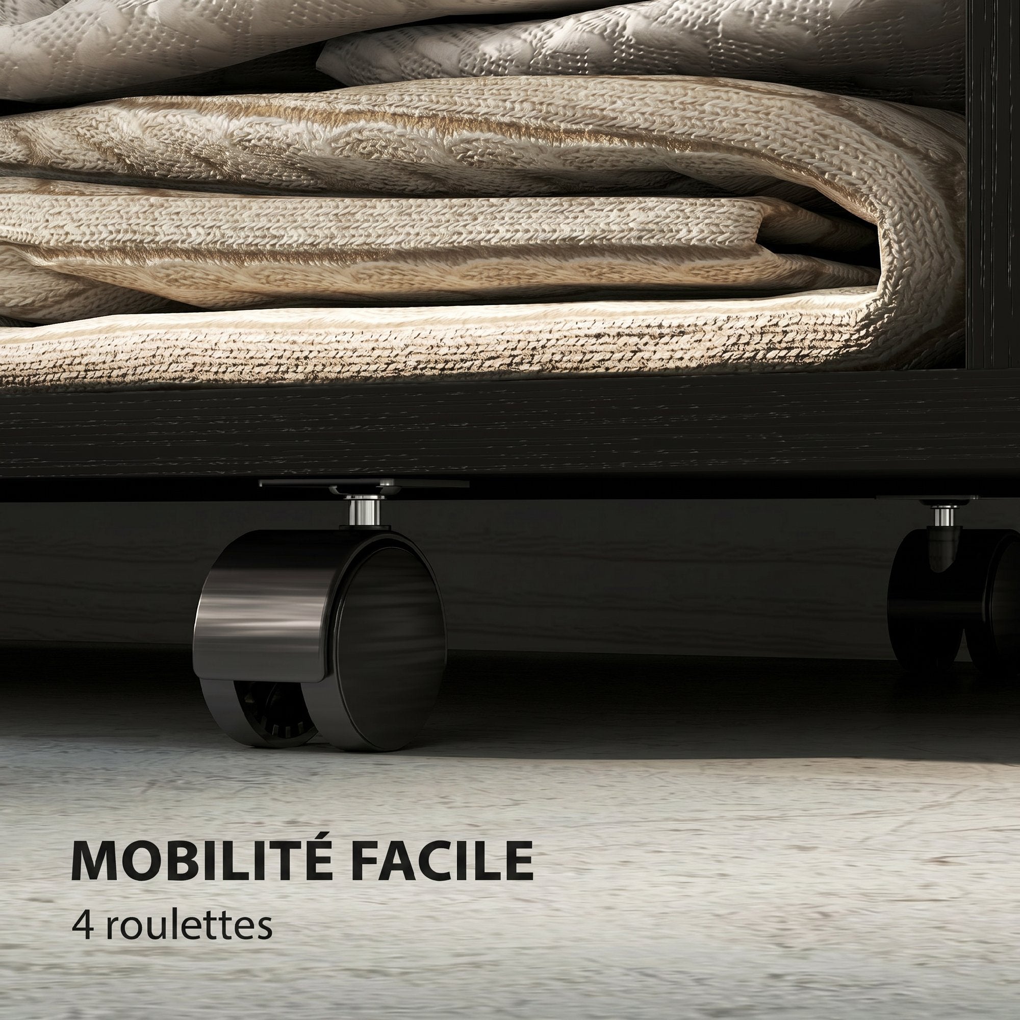 Armoire penderie vêtement dressing mobile 4 roulettes tringle à vêtements et étagères ouvertes 80 x 40 x 128 cm noir