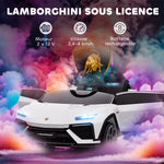 Voiture électrique enfant véhicule électrique Lamborghini 12V télécommande 2,4G et 2 moteurs vitesse max. 4 km/h blanc