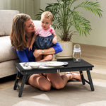 Table de lit pliable et réglable, plateau de lit pour ordinateur portable en bambou plateau inclinable 83,5x33x34cm noir