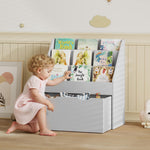 Bibliothèque pour enfants Multi-Rangement avec 3 niveaux d'étagères et un tiroir, 62,5L x 30l x 70H cm, gris
