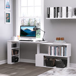 Scrivania angolare tavolo da pranzo con contenitore scrivania per computer modulare libreria integrata + scaffale a 3 livelli bianco