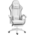 Gaming chair ergonomic gaming recliner with 135° reclining backrest and lumbar support, 65 x 65 x 121-129 cm white