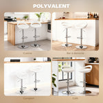 Lot de 2 tabourets de bar chaises de bar hauteur réglable dossier et repose-pieds pivotant à 360° 46x41x76-96cm blanc