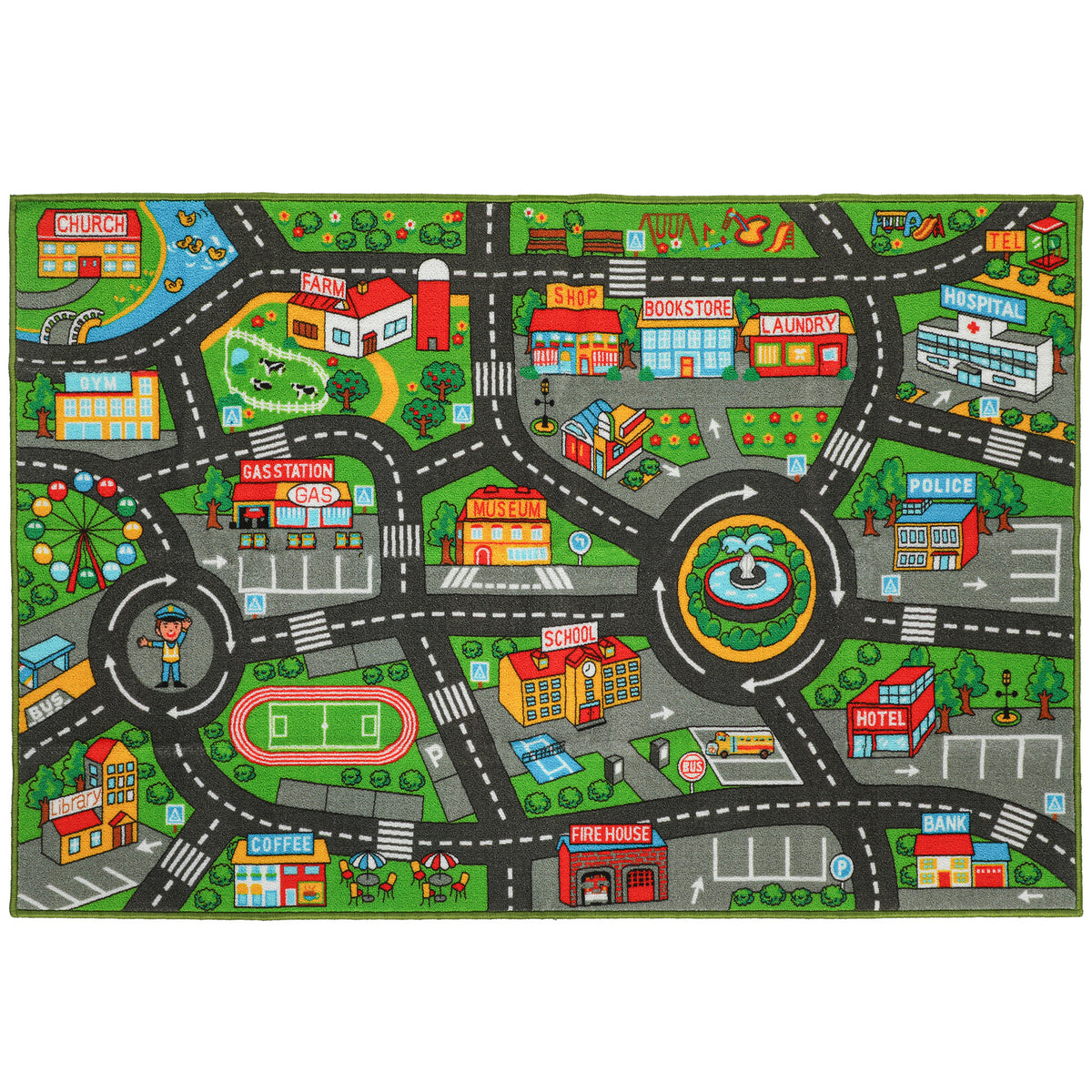 Tapis de jeu pour bébé, tapis de sol antidérapant, motif de route de la ville, 200 x 150 cm, multicolore