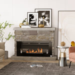 Cheminée bioéthanol Murale encastrable brûleur 2,8 L, environ 3,5 h de durée de combustion dim. 102L x 16l x 43H cm Couverture 25-30 m² Métal
