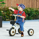 Tricycle enfants avec sonnette et panier selle réglable avec dossier - pour enfant de 2 à 5 ans blanc